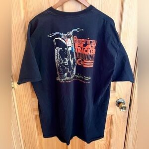 Hanes Beefy-T American Flat Tracker 3XL Black Motorcycle Racing Graphic T-Shirt